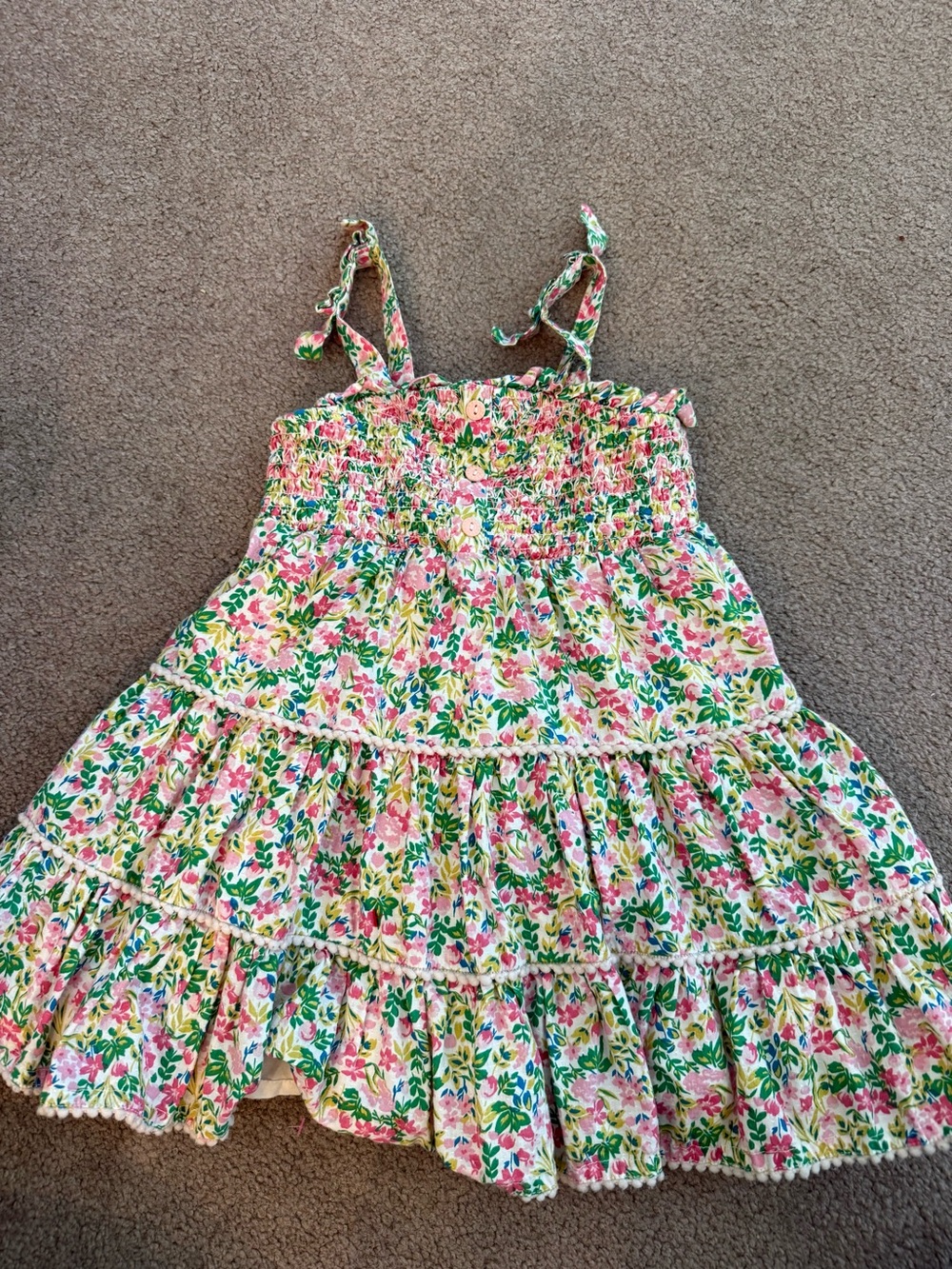 Joie Girls Floral Tiered Sundress in Pink & Green